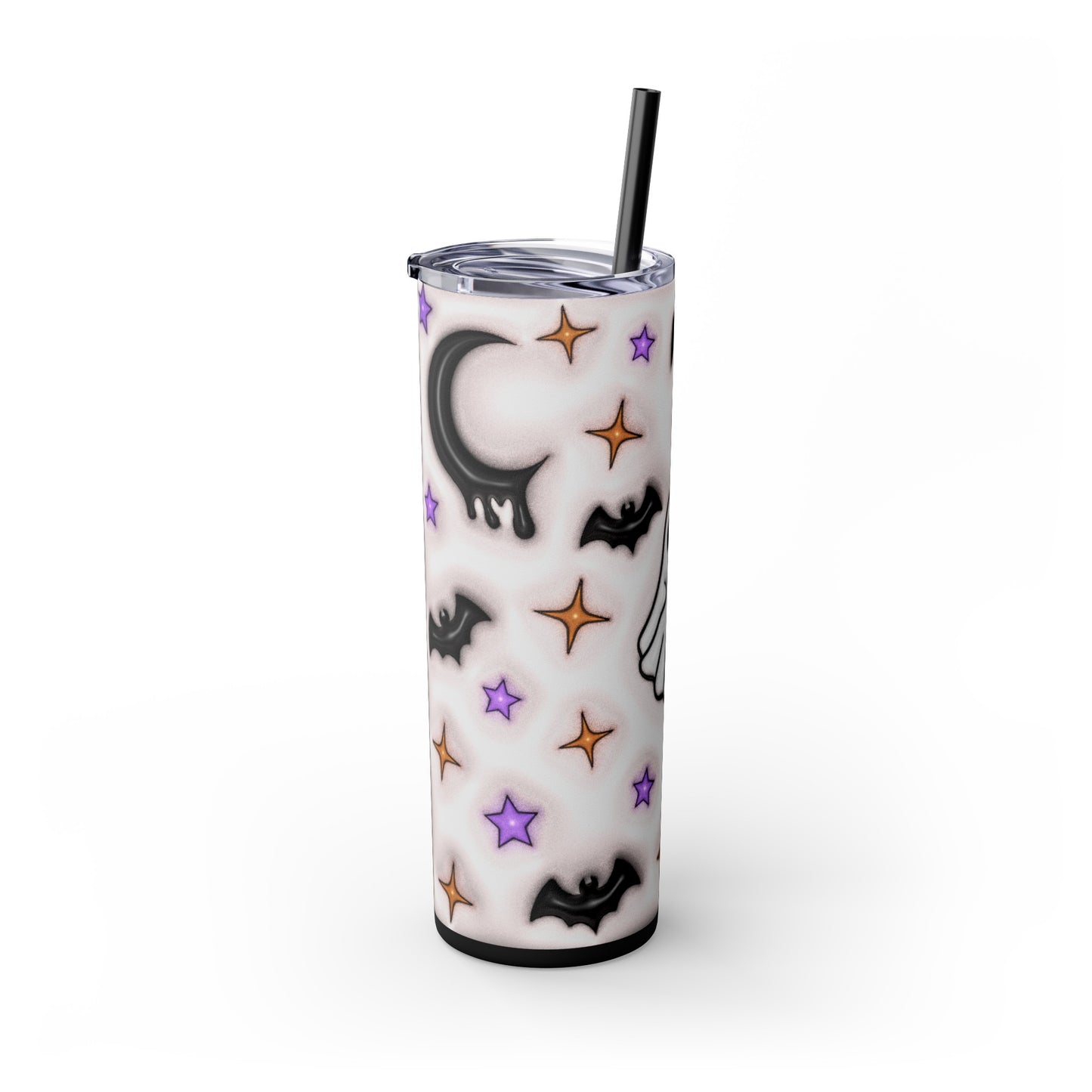 Crescent Moon, Ghost Skinny Tumbler with Straw, 20oz