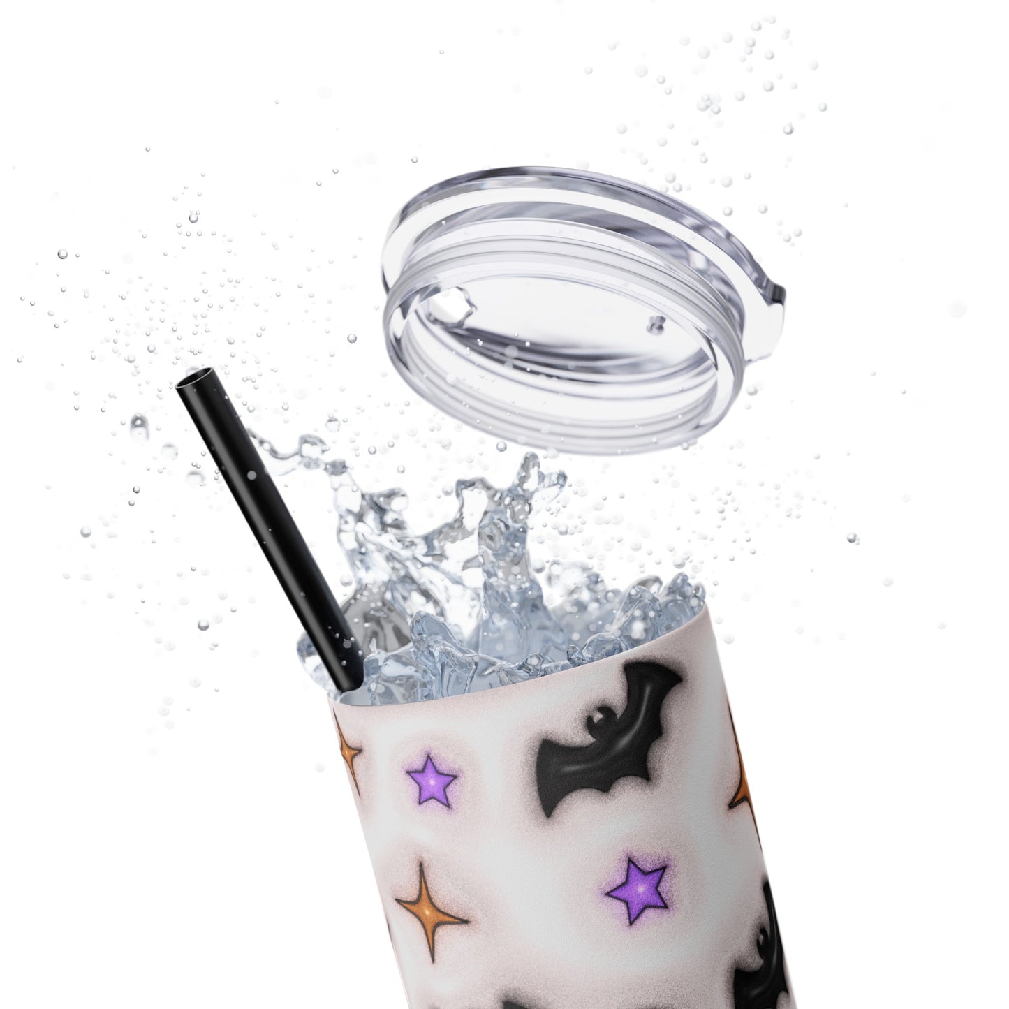 Crescent Moon, Ghost Skinny Tumbler with Straw, 20oz