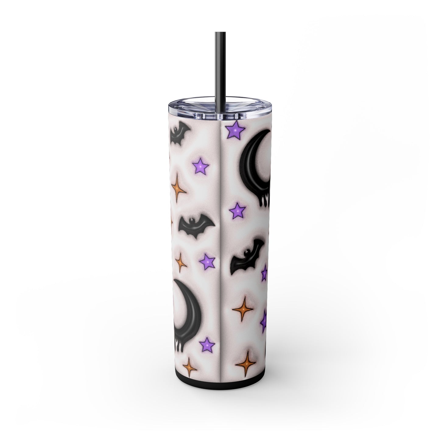 Crescent Moon, Ghost Skinny Tumbler with Straw, 20oz