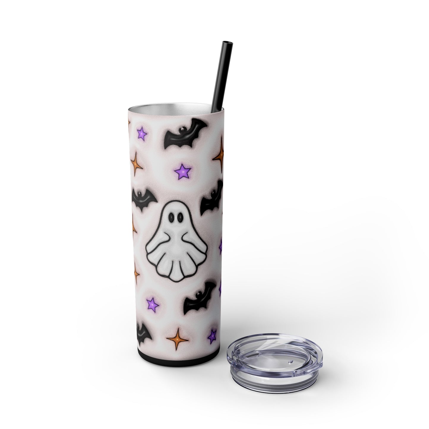 Crescent Moon, Ghost Skinny Tumbler with Straw, 20oz