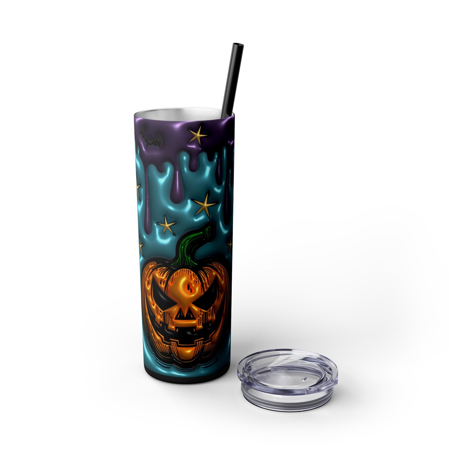 Teal Pumpkin Skinny Tumbler with Straw, 20oz