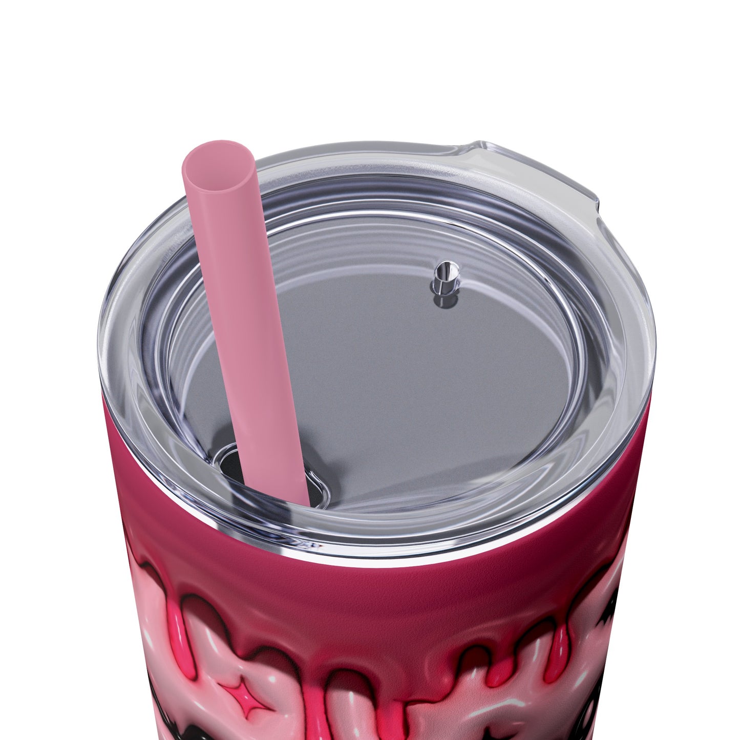 Pink Spooky Vibes Skinny Tumbler with Straw, 20oz