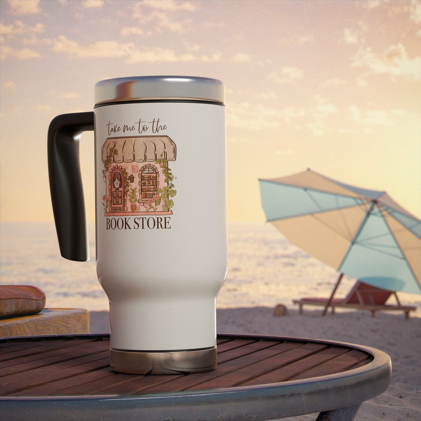 Take Me To The Book Store Travel Mug, 14oz