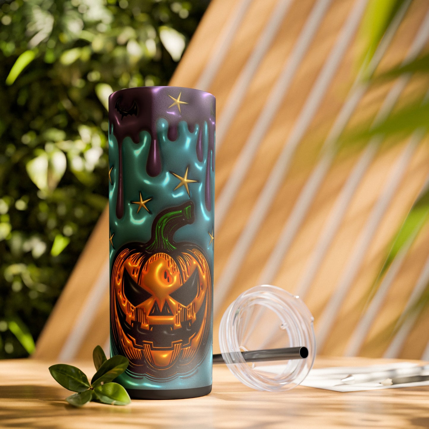 Teal Pumpkin Skinny Tumbler with Straw, 20oz