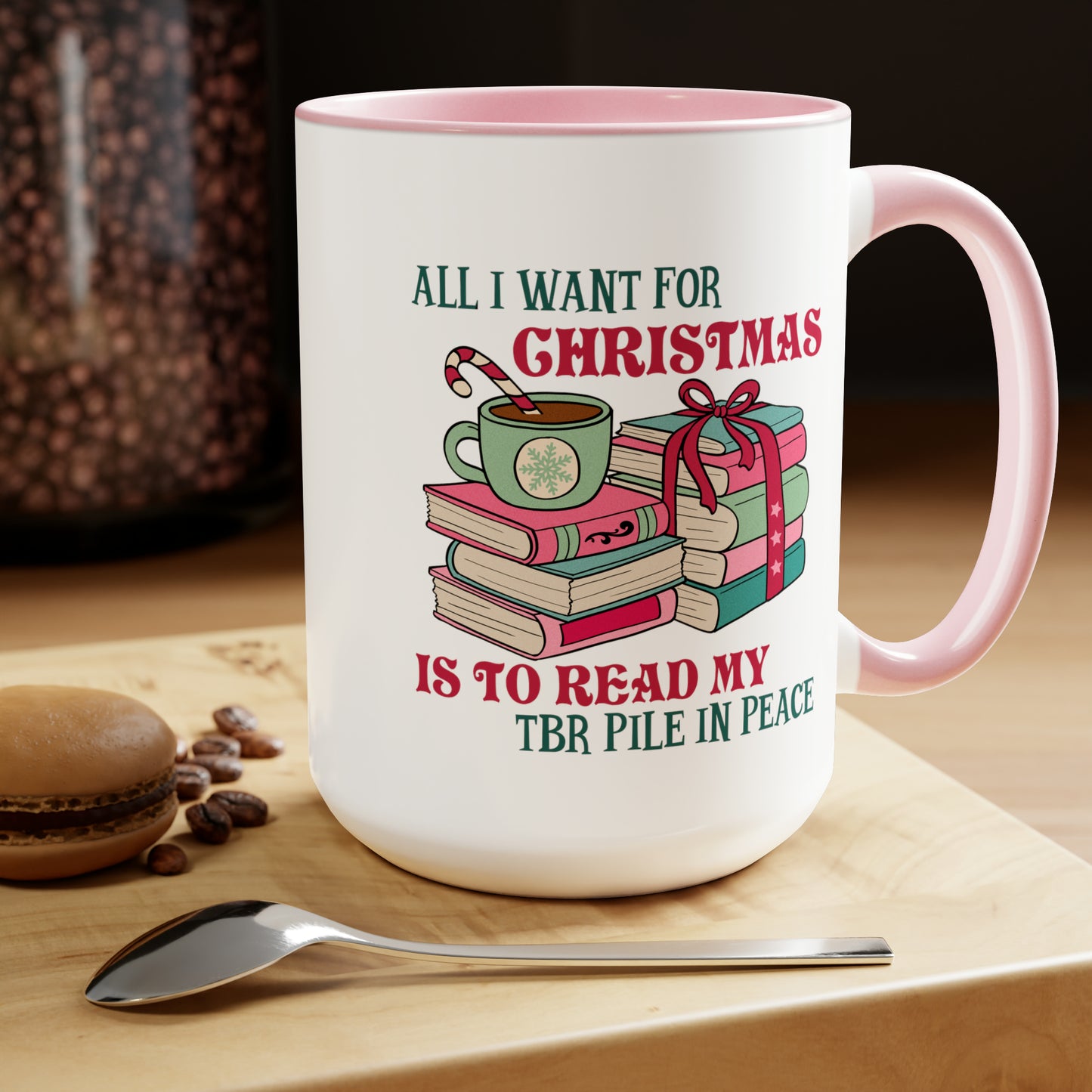 Bookish Christmas Mug, 15oz