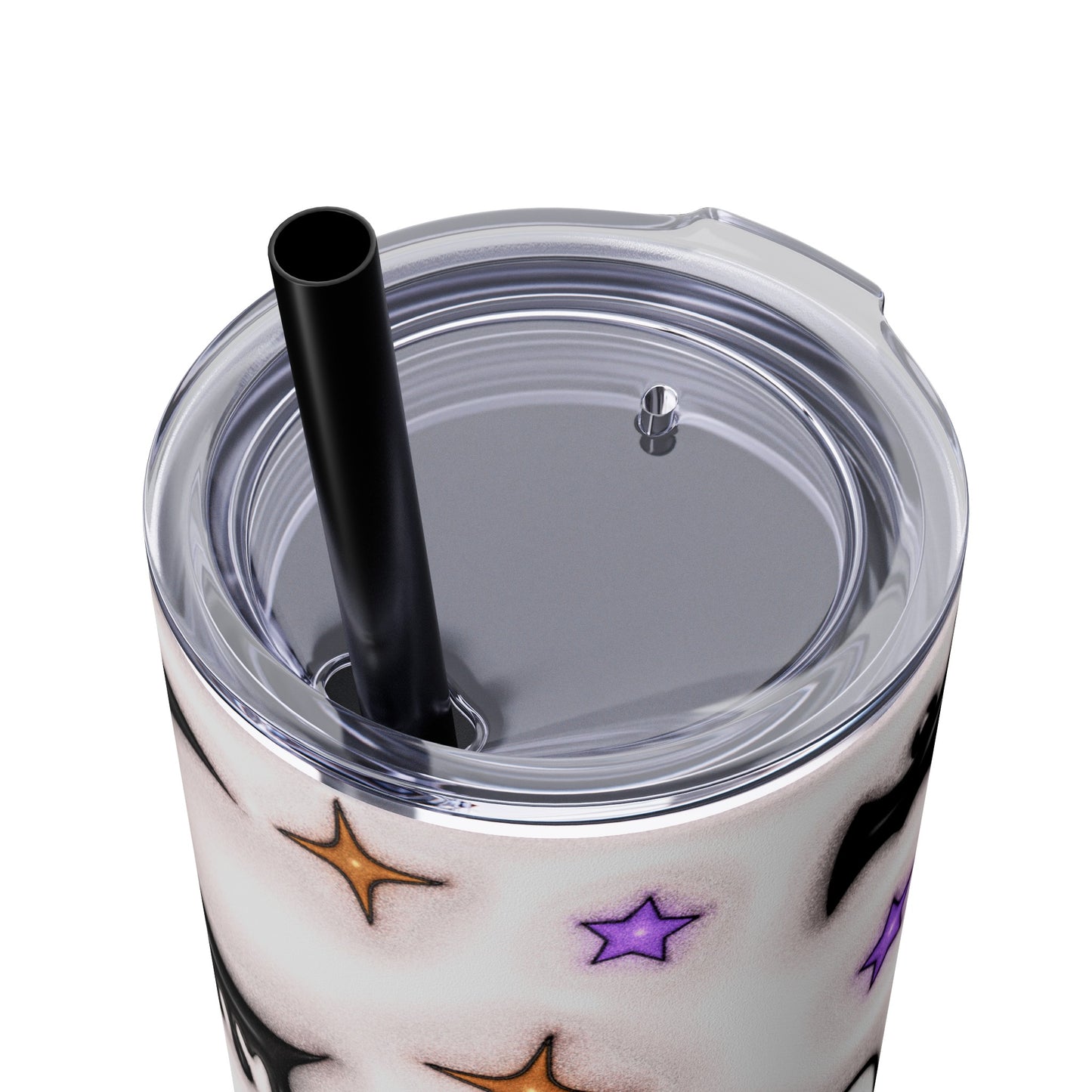 Crescent Moon, Ghost Skinny Tumbler with Straw, 20oz