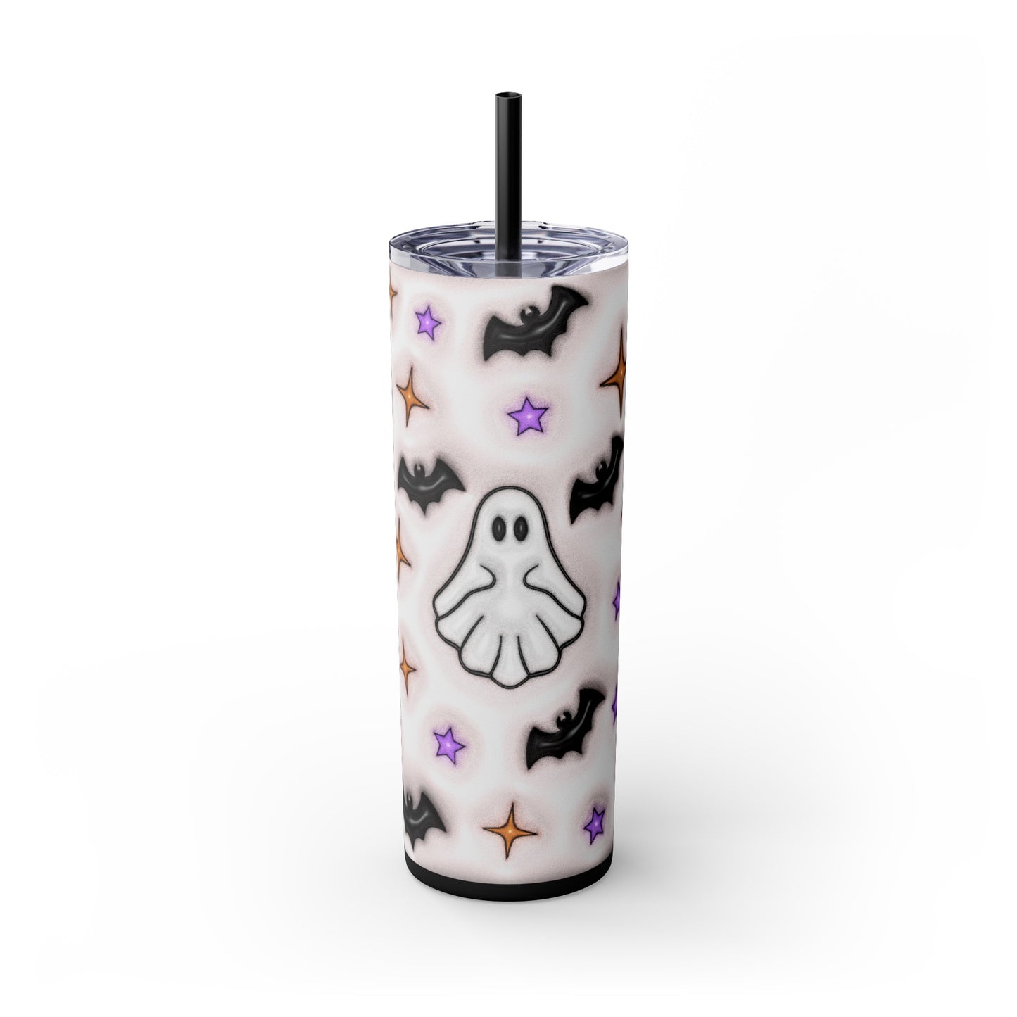 Crescent Moon, Ghost Skinny Tumbler with Straw, 20oz