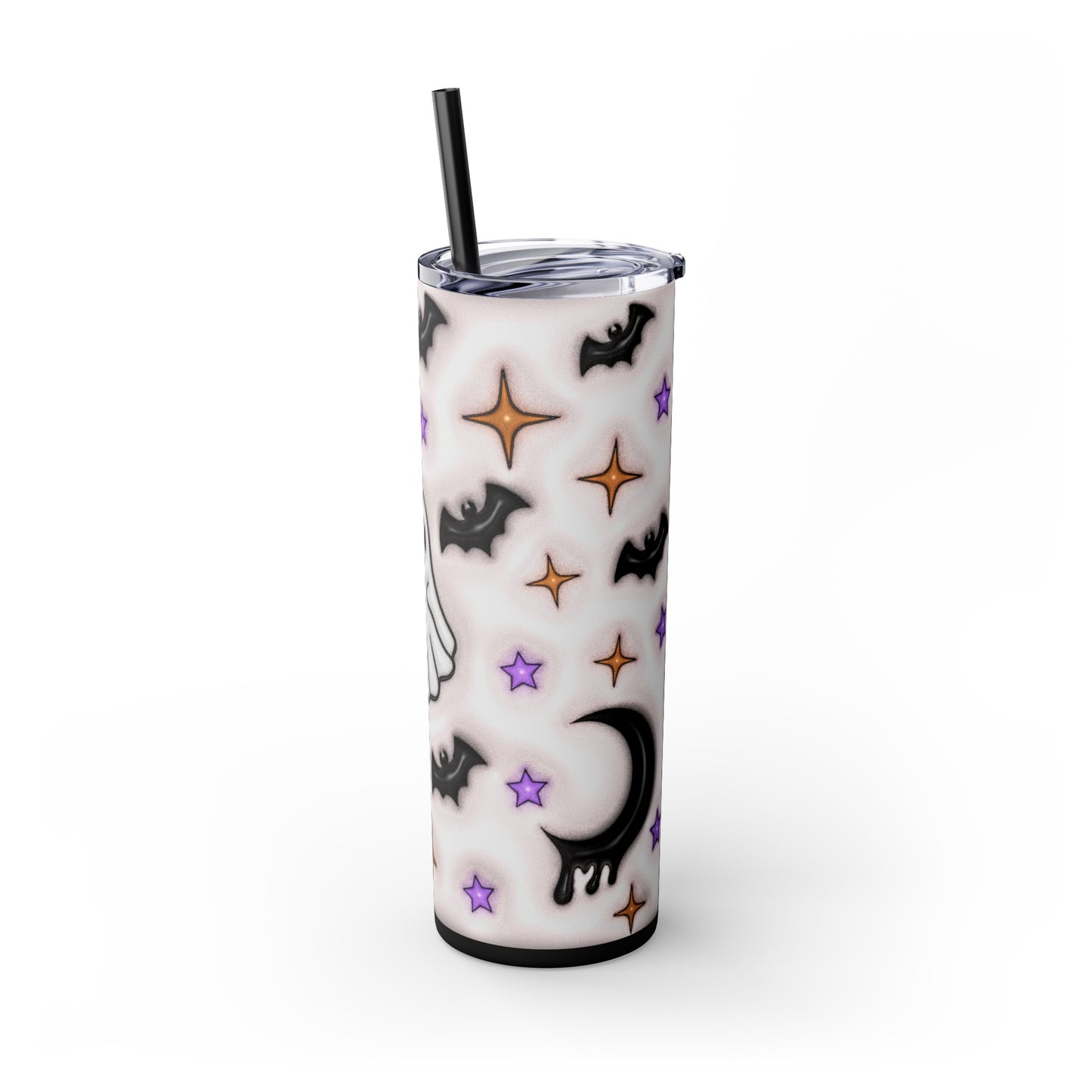 Crescent Moon, Ghost Skinny Tumbler with Straw, 20oz