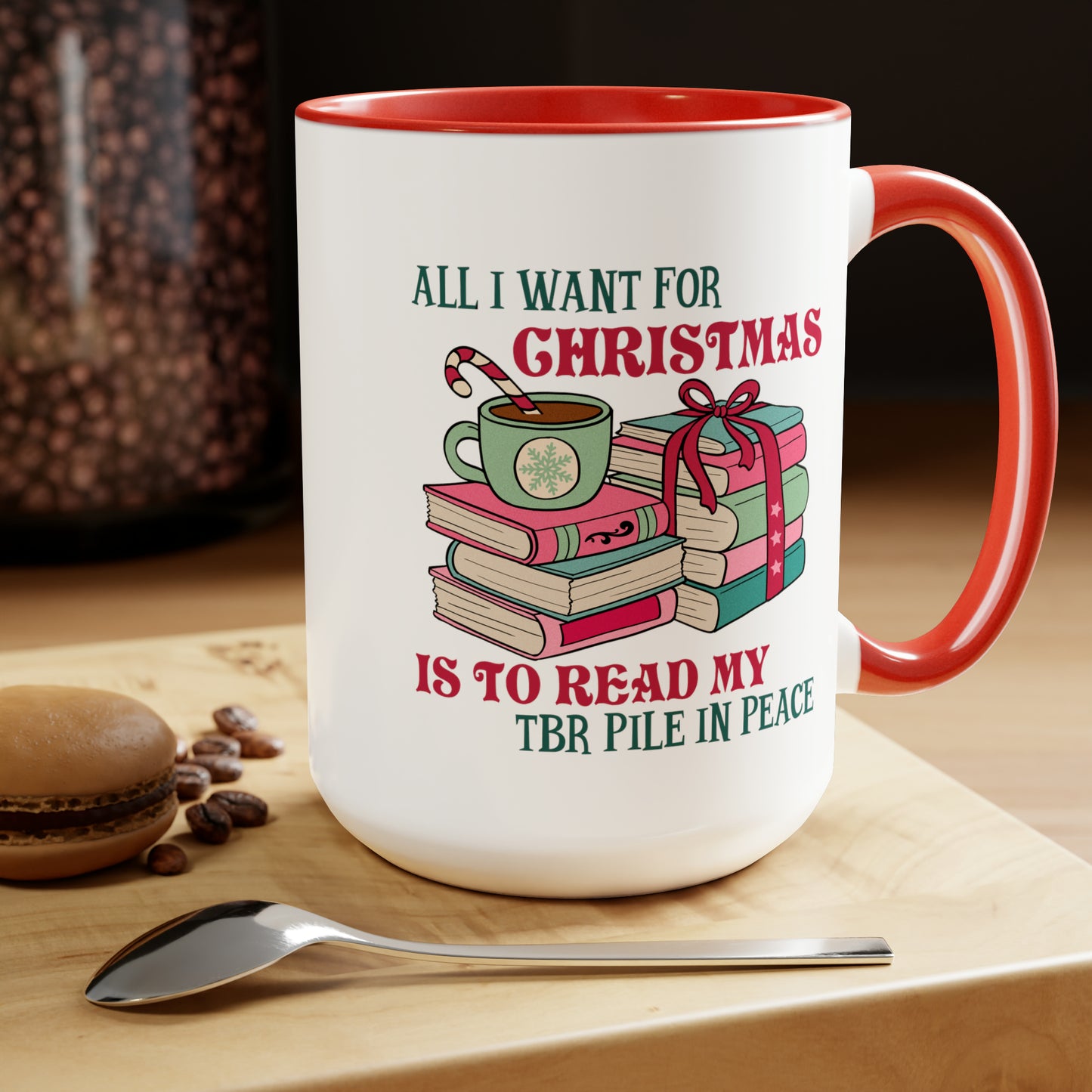 Bookish Christmas Mug, 15oz