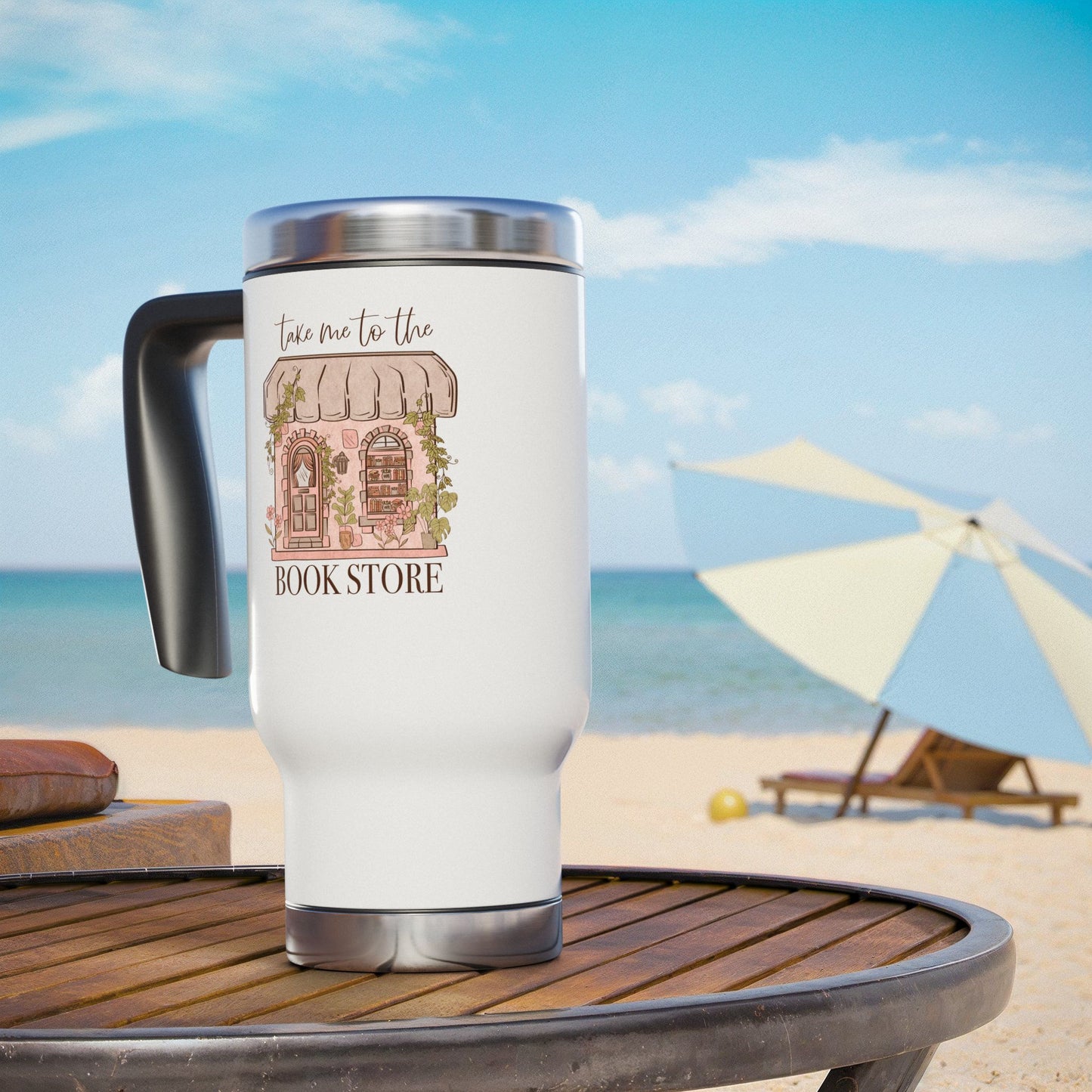 Take Me To The Book Store Travel Mug, 14oz