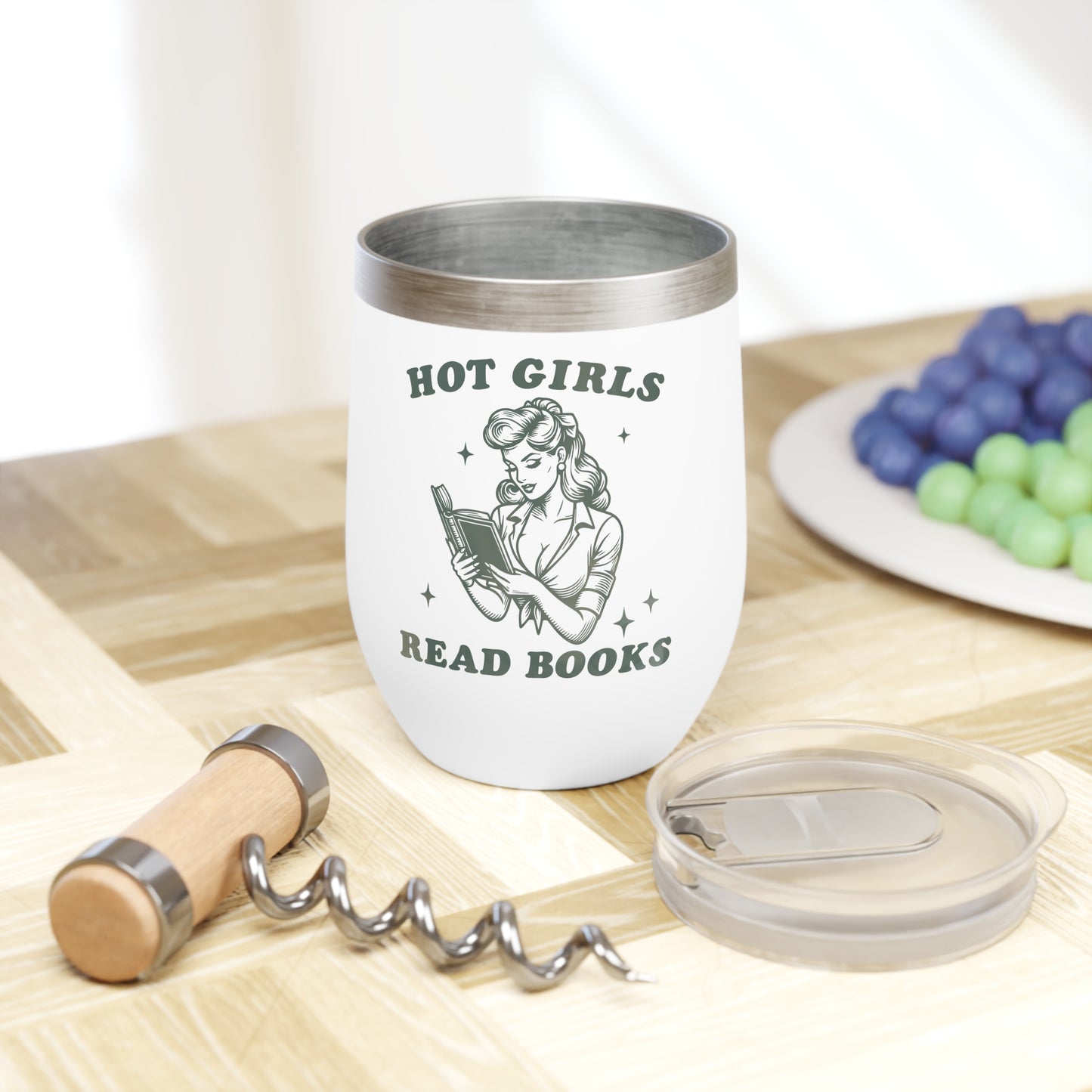 Hot Girls Read Books, 12oz Wine Tumbler