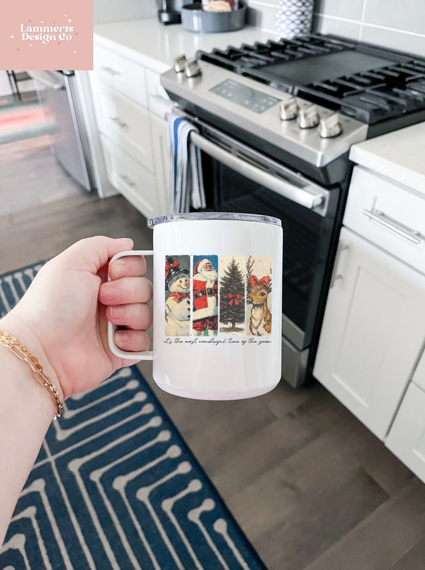 Vintage Christmas Insulated Coffee Mug, 10oz