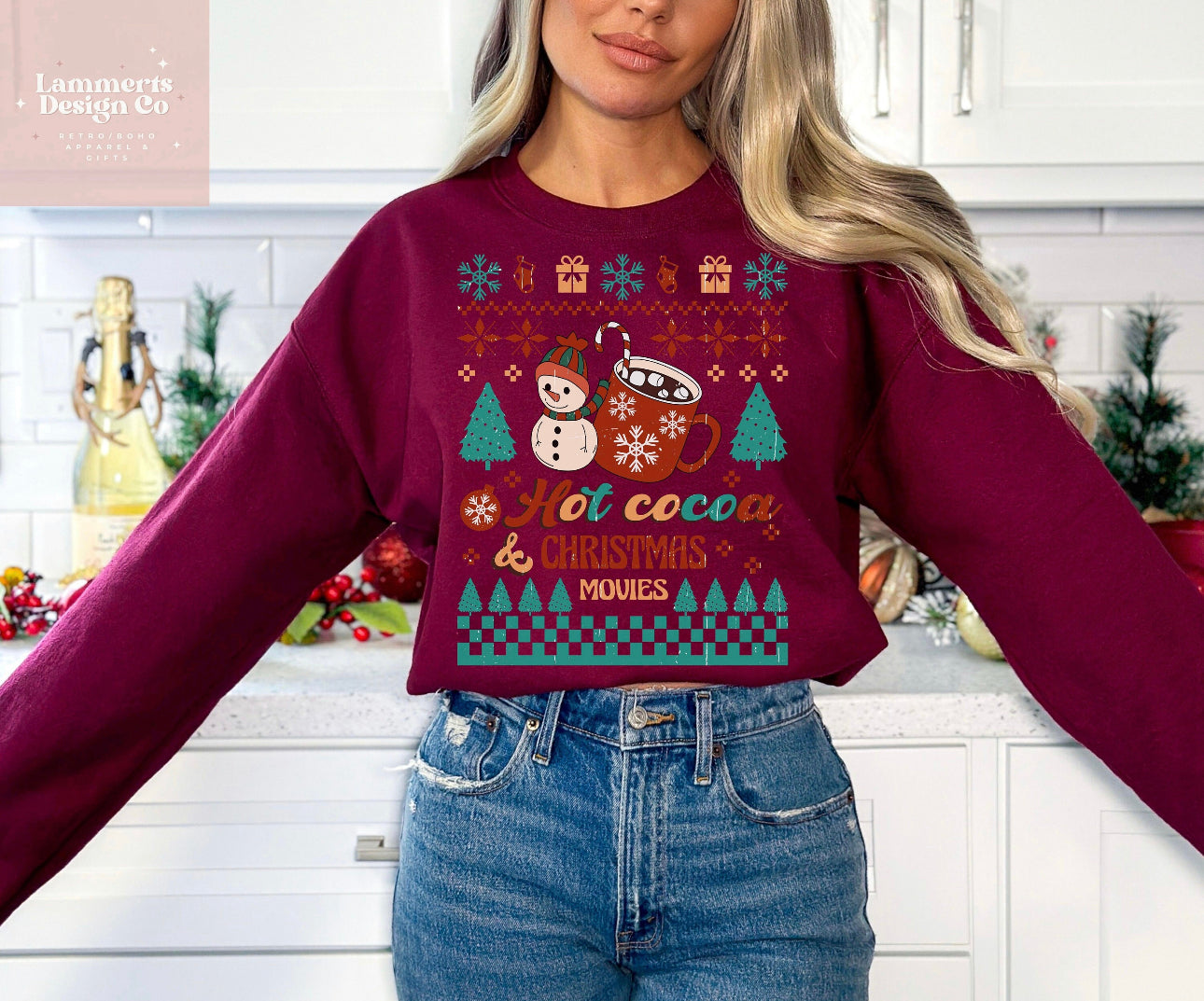 Hot Cocoa Christmas Movies Sweater