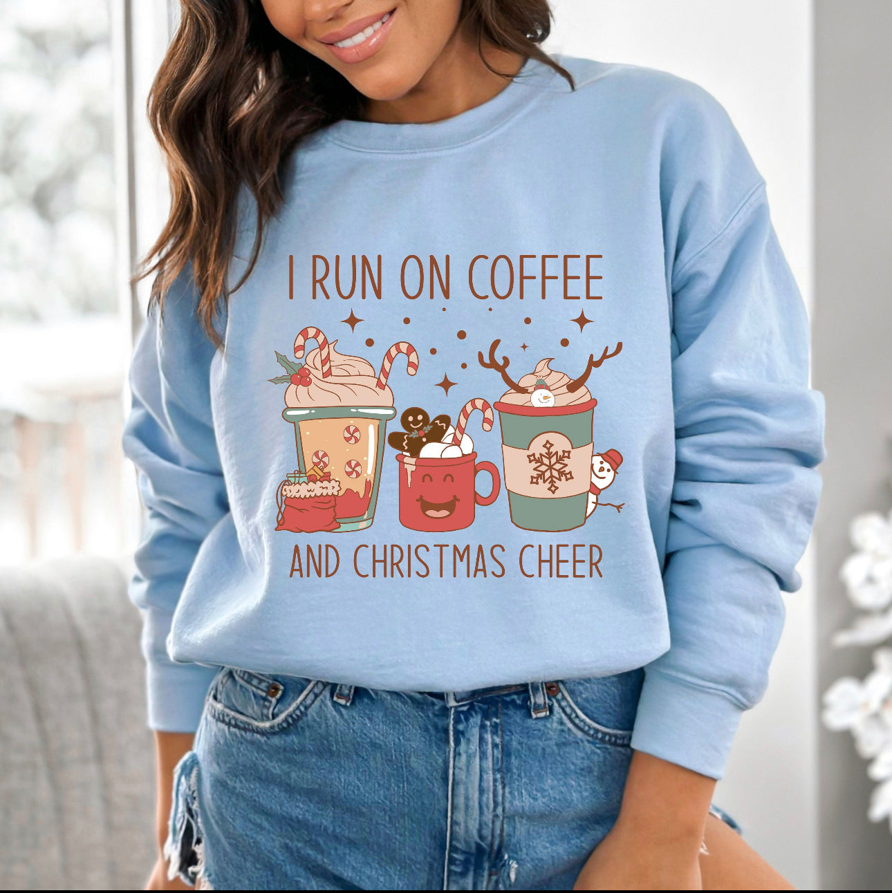 i run on coffee and christmas cheer sweater