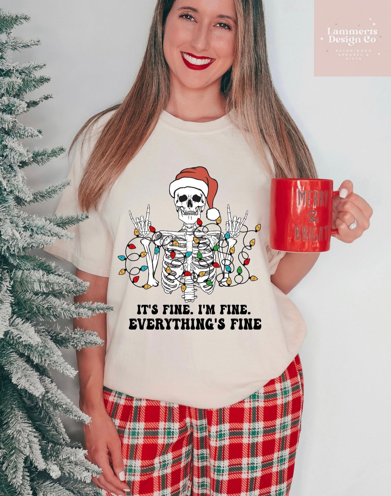 Everything's Fine Skeleton  Christmas T-Shirt