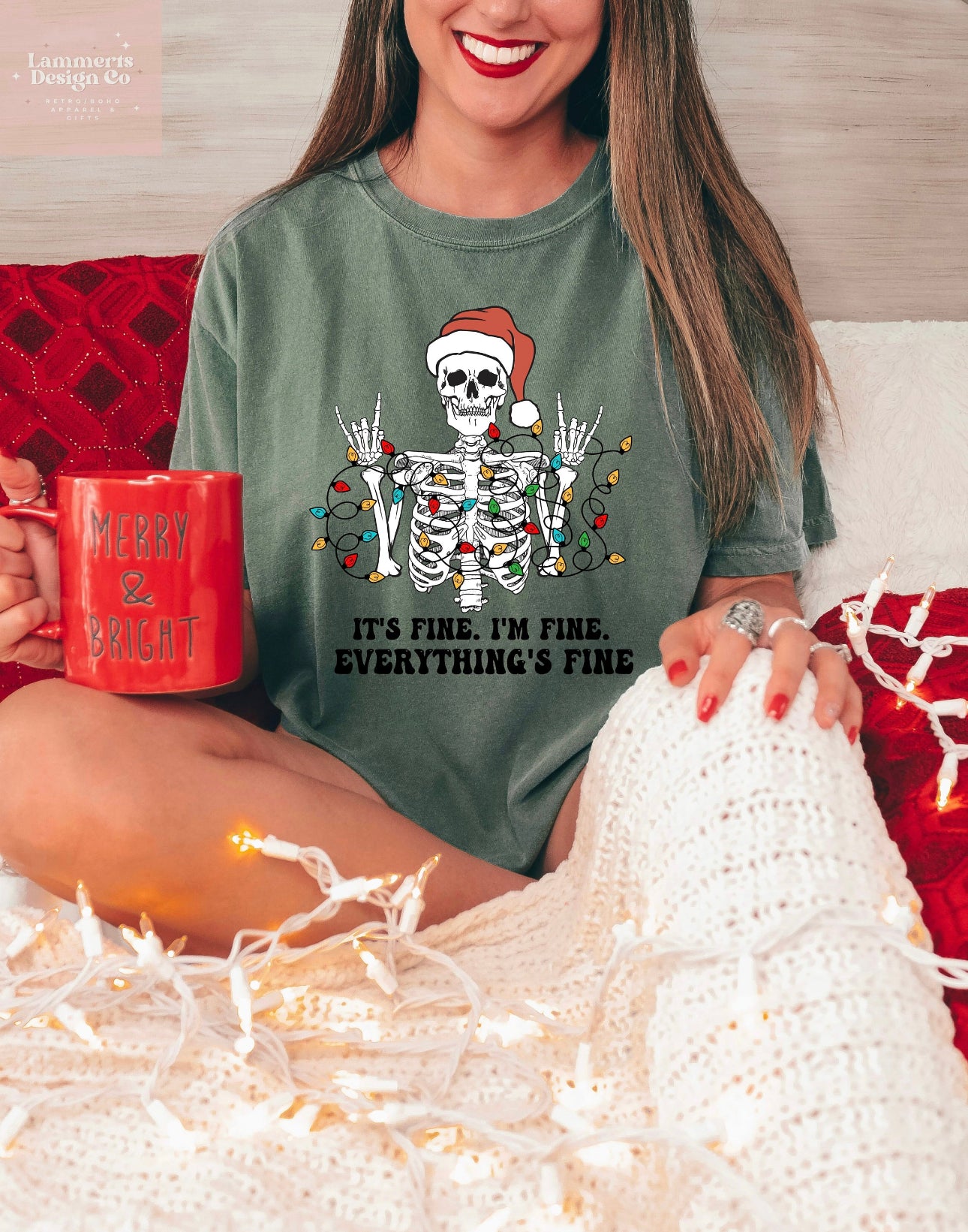 Everything's Fine Skeleton  Christmas T-Shirt