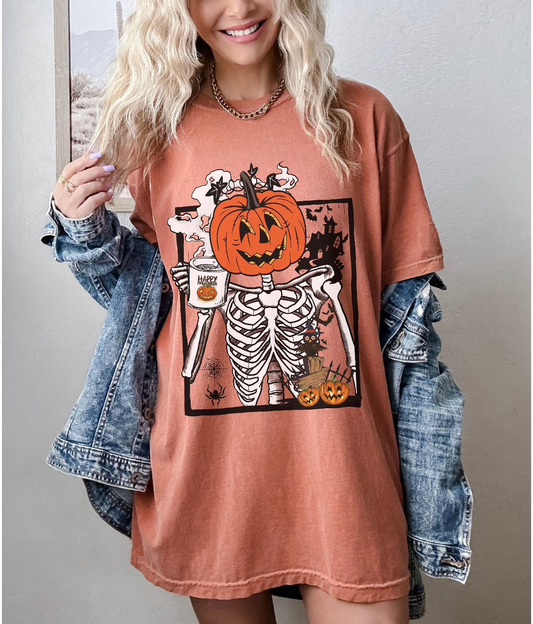 Pumpkin Head Skeleton Shirt