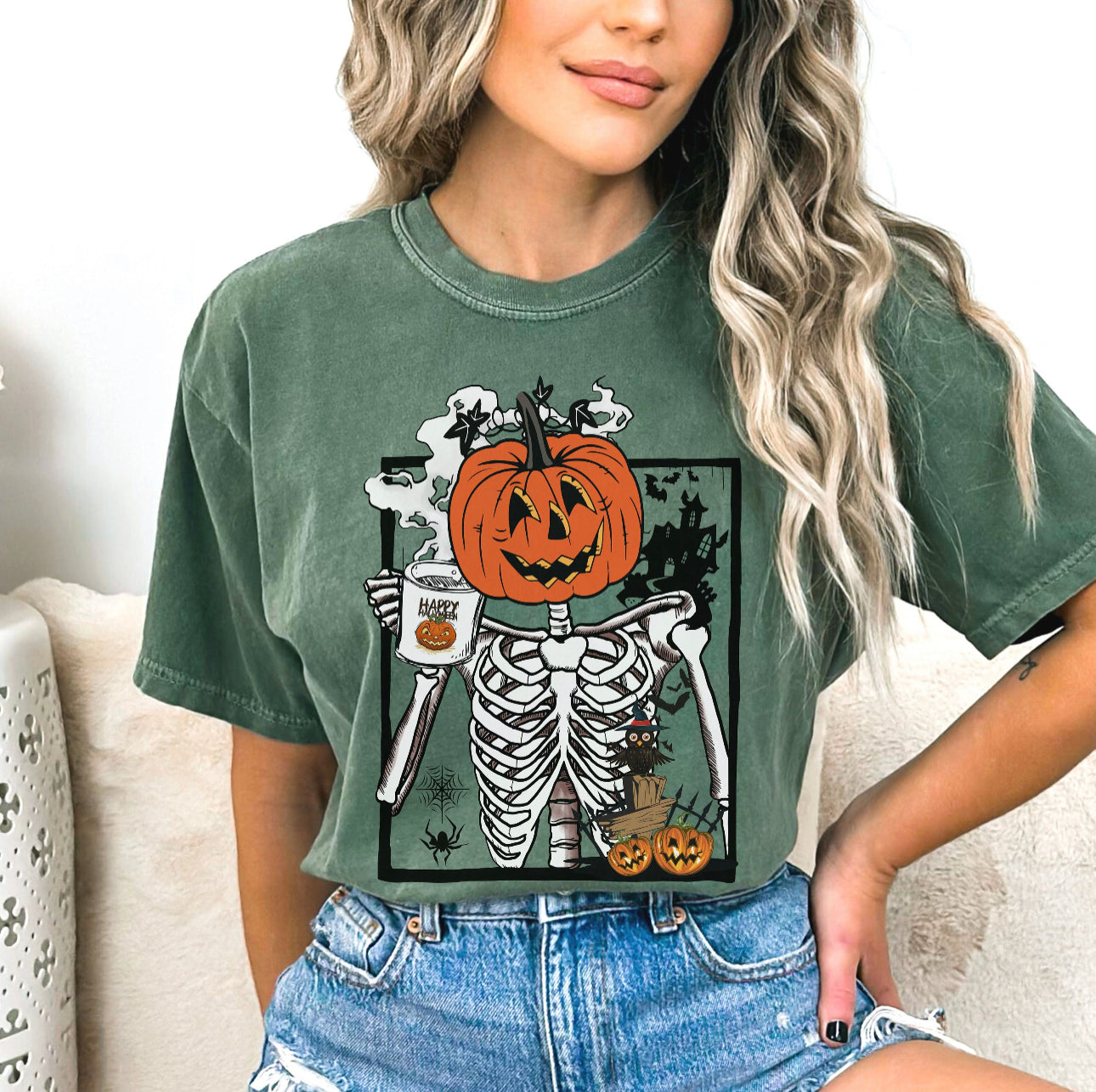 Pumpkin Head Skeleton Shirt