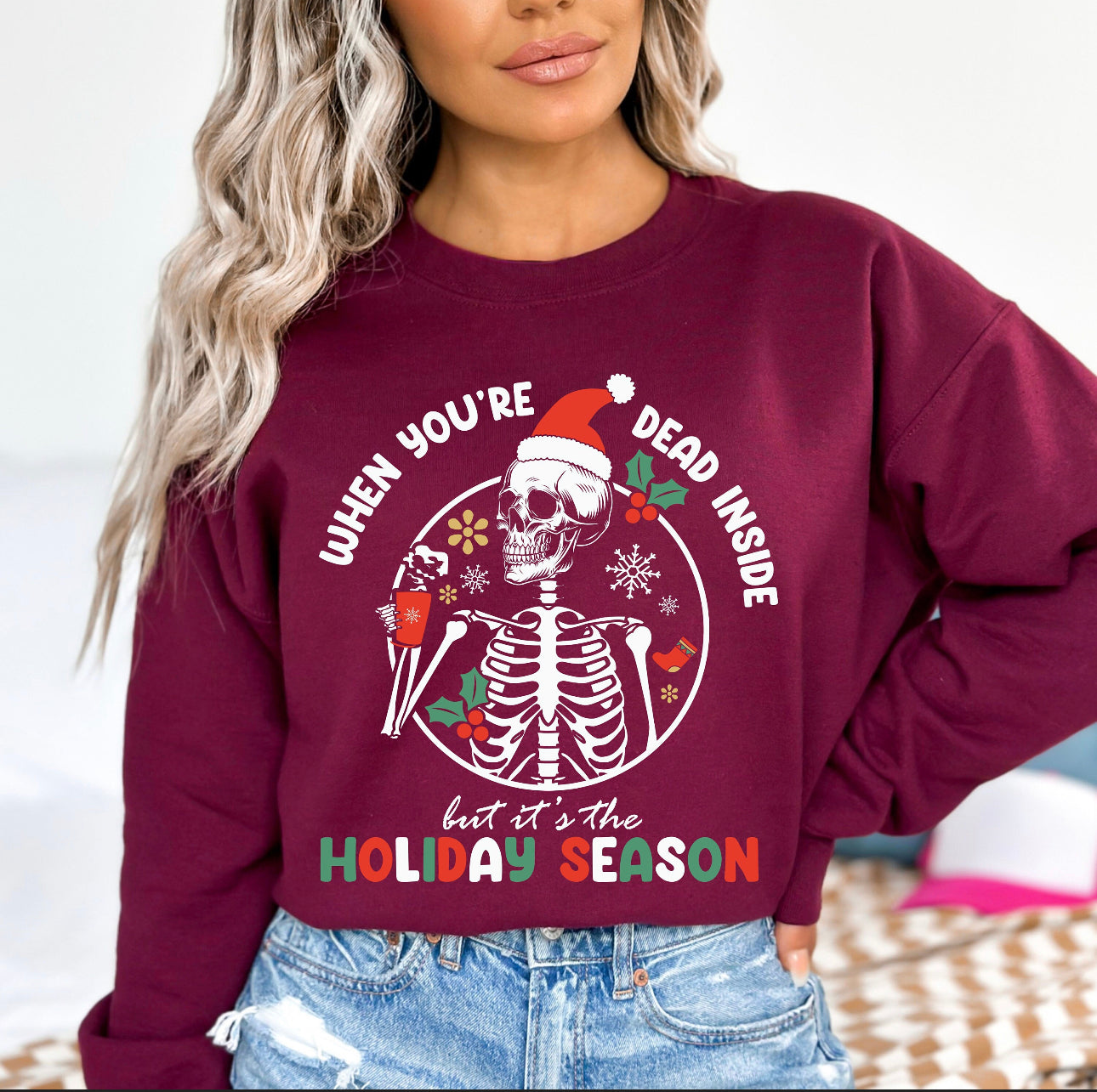 Dead Inside Skeleton Christmas Sweater