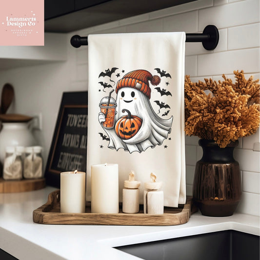 Halloween ghost tea towel