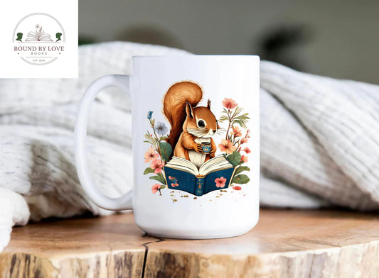 Squirrel Reading Mug, 15oz