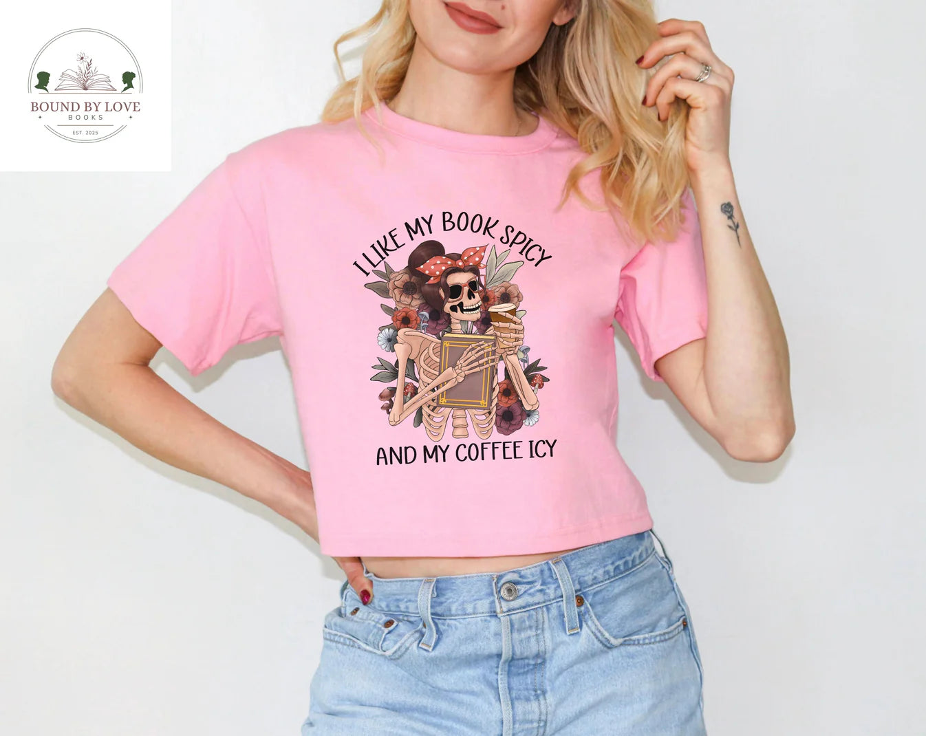 I Like My Books Spicy and My Coffee Icy Crop Top