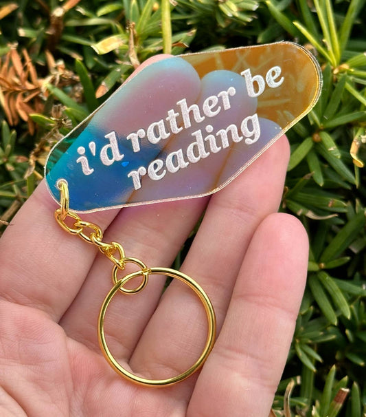 I'd Rather Be Reading Motel Iridescent Keychain